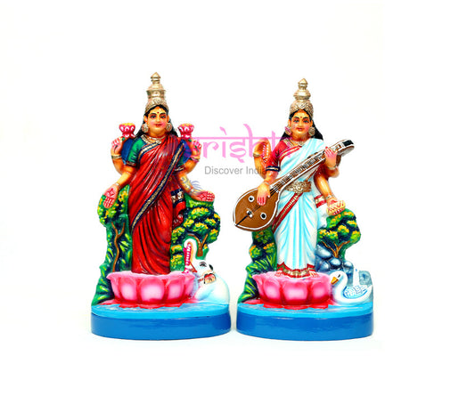 Lakshmi Saraswathy Set-15 Inches-Paper Mache