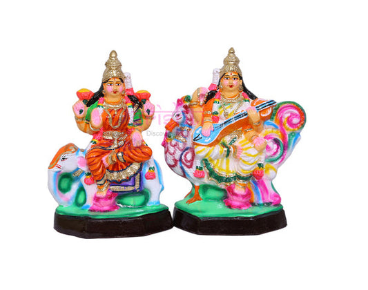 Lakshmi Saraswathy Set-10.5 Inches-Paper Mache
