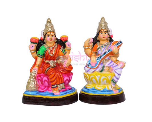 Lakshmi Saraswathy Set-10.5 Inches-Paper Mache