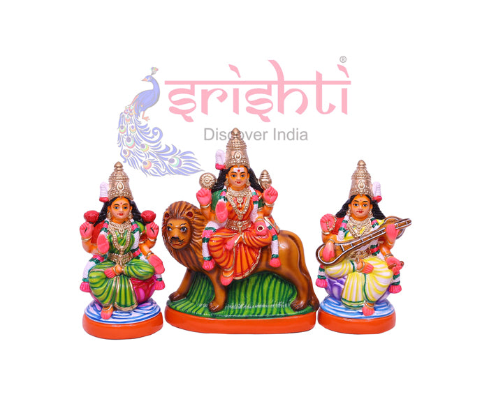 Lakshmi,Saraswathy,Durgai Set-10 Inches-Golu Doll