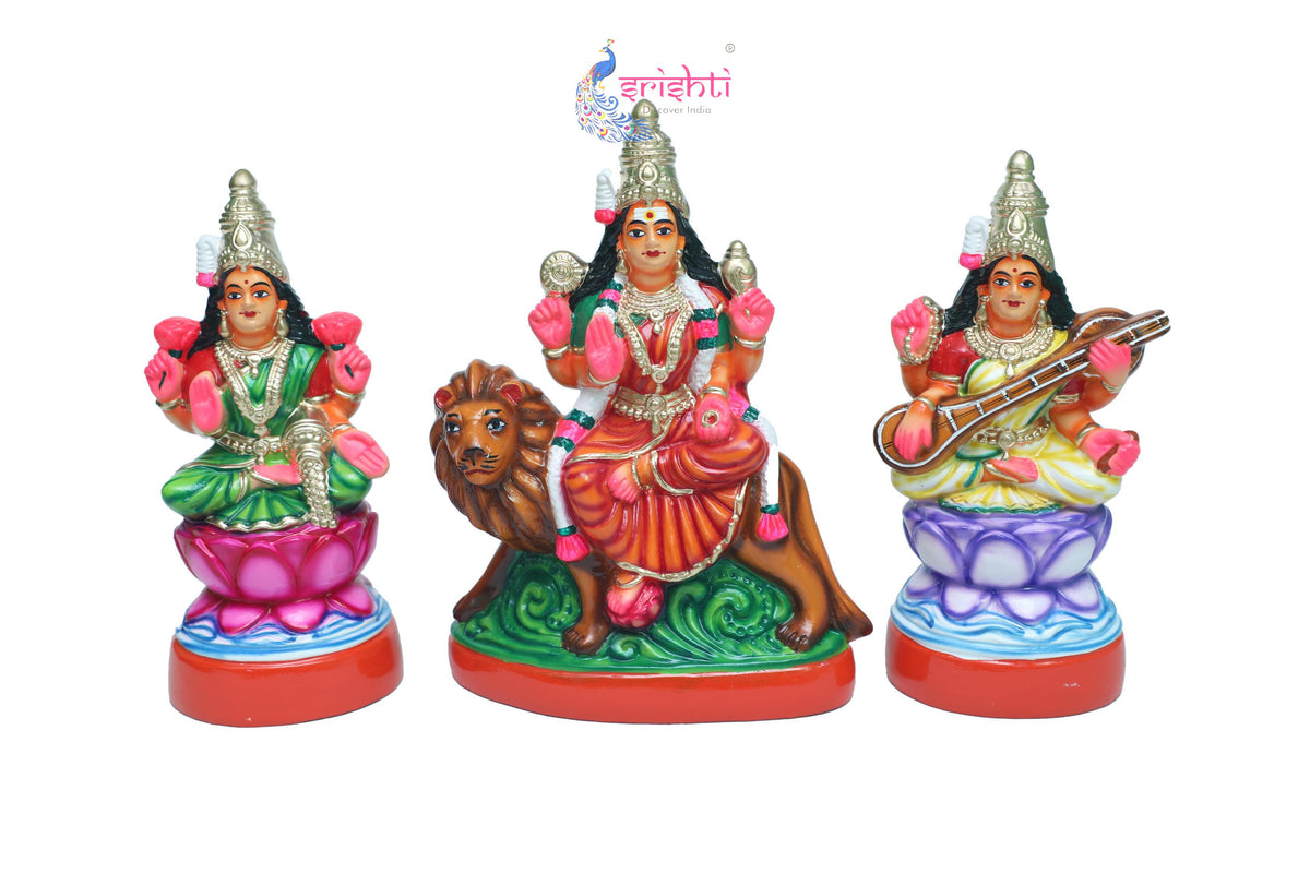 Lakshmi,Saraswathy,Durgai Set-11 Inches-Golu Doll