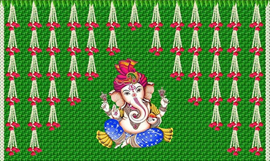 Backdrop Screen Green Color with Ganesha Pattern