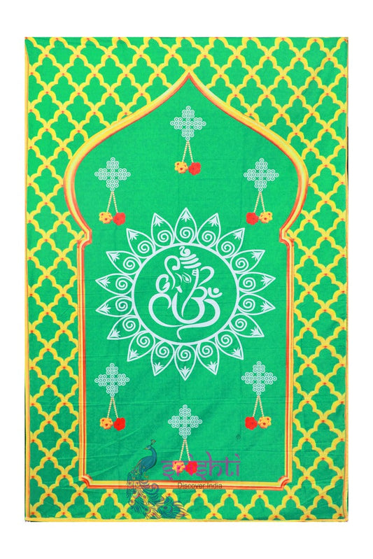 Backdrop Screen Green Color Ganesha Pattern