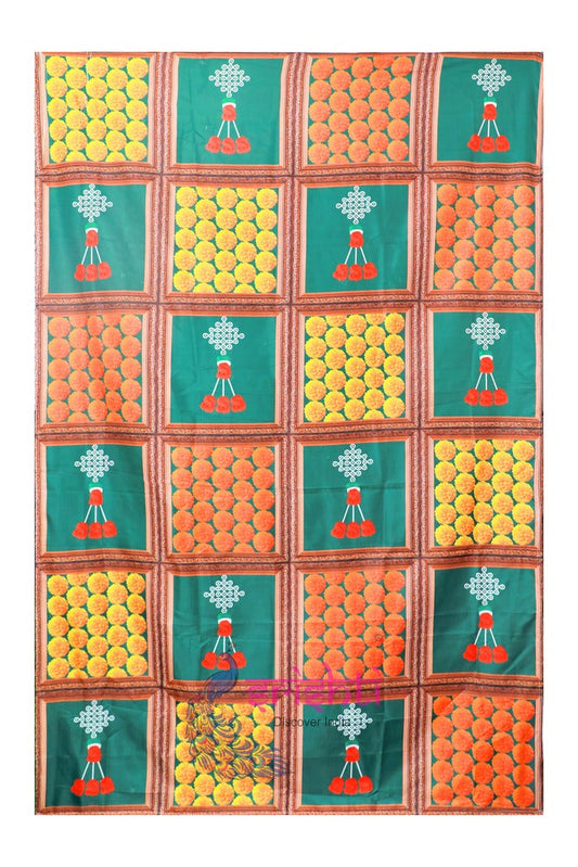 Backdrop Screen Green Color Marigold Flower Pattern