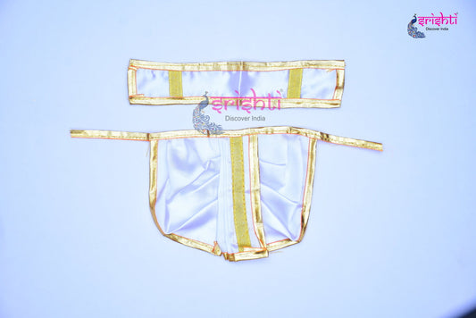 Ganesha White Dhoti with Angavastram-5 Inches