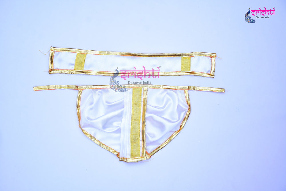 Ganesha White Dhoti with Angavastram-6 Inches-M01