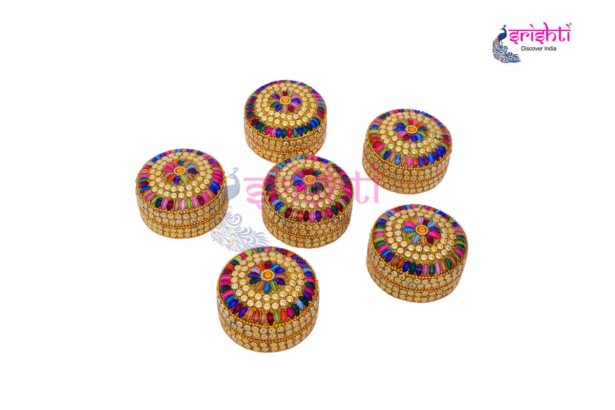Designer Kumkum Container (Pack Of 6)