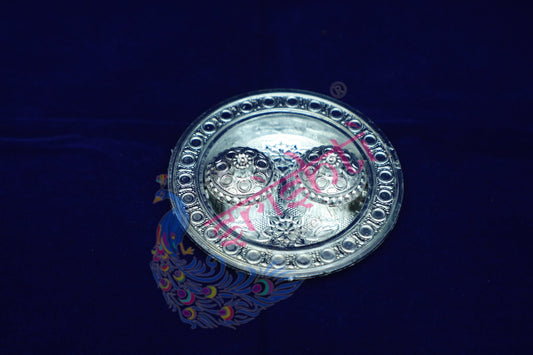 Haldi Kumkum Container (Silver Color)-M01-4.5 Inches