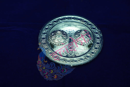Haldi Kumkum Container (Silver Color)-M02-4.5 Inches