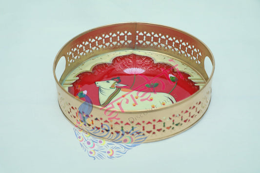 Pooja Tray (Cow Printed)-M02-2.5 Inches