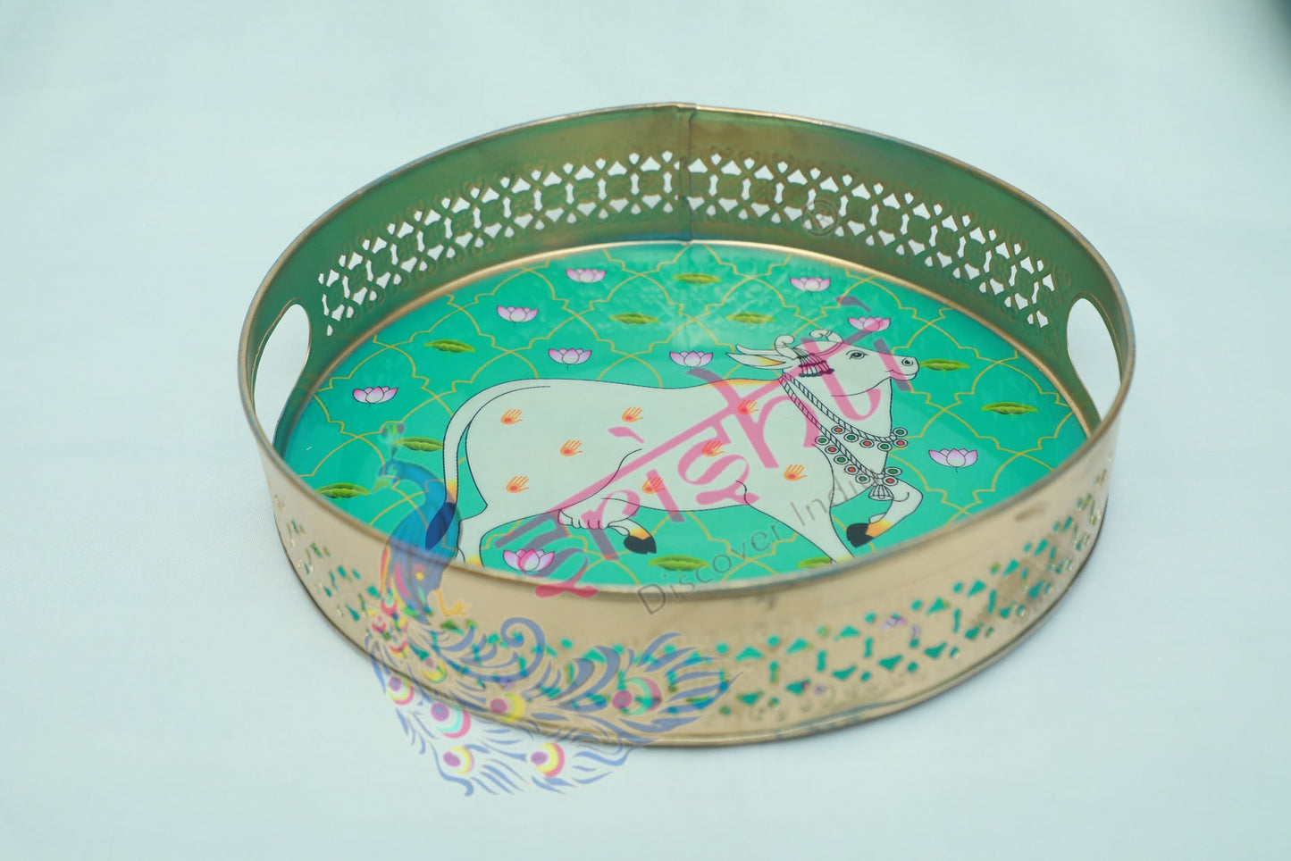 Pooja Tray (Cow Printed)-M03-3 Inches