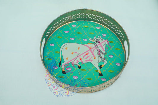 Pooja Tray (Cow Printed)-M03-3 Inches