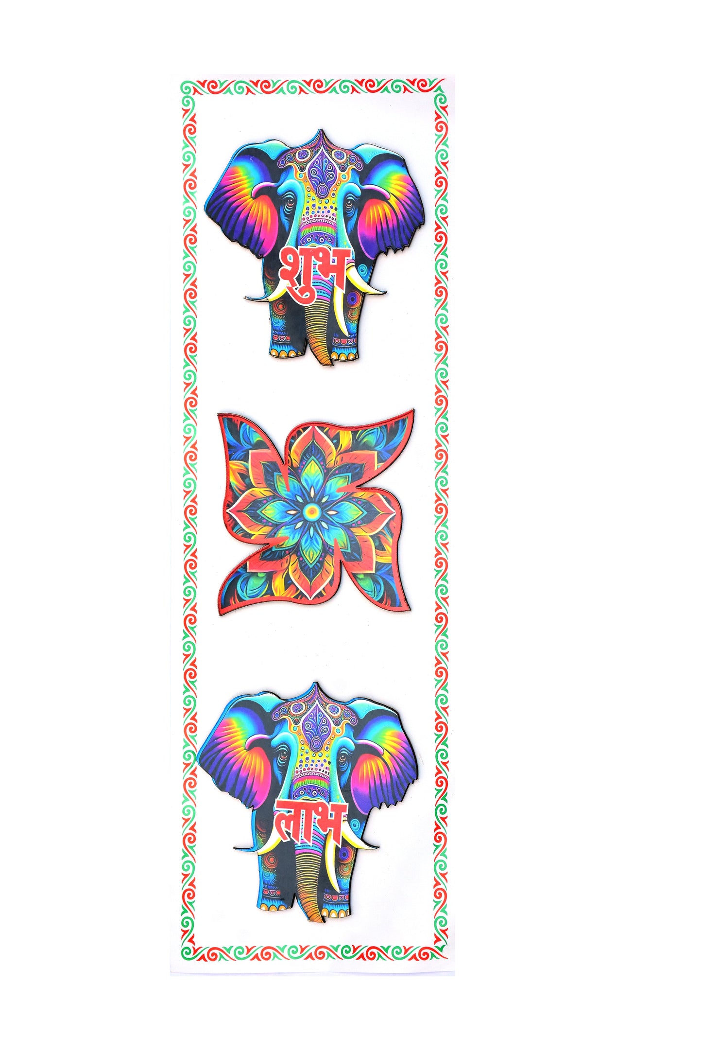 Shubh Labh with Elephant Acrylic Sticker