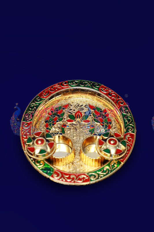 Haldi Kumkum Container Peacock Model- 6 Inches