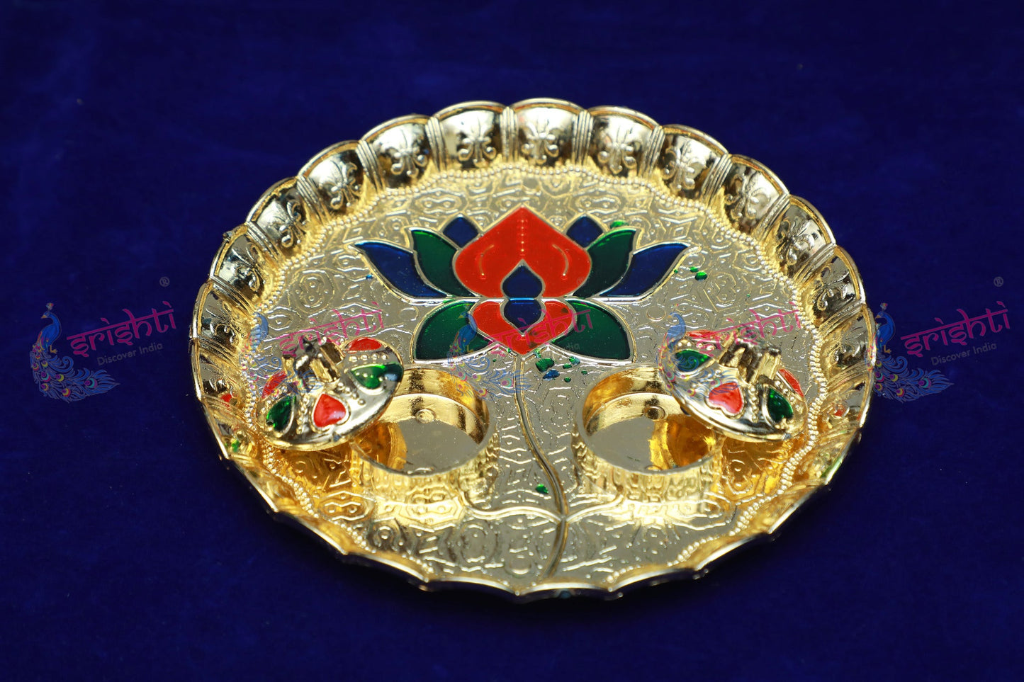 Haldi Kumkum Container Lotus Model Plate- 6 Inches