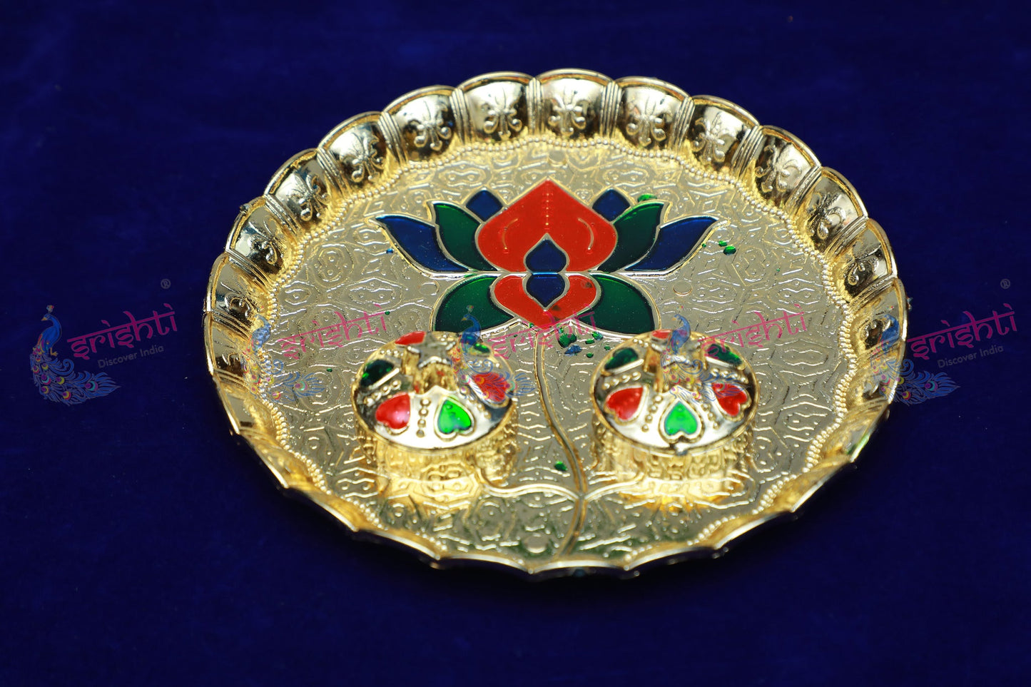 Haldi Kumkum Container Lotus Model Plate- 6 Inches