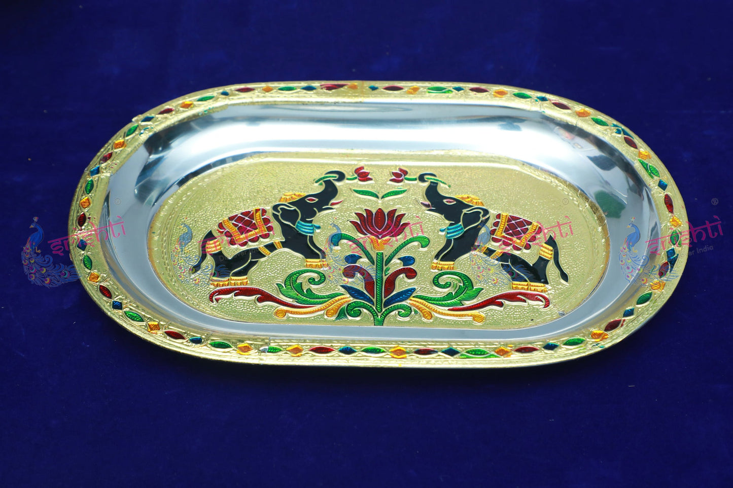 Stainless Steel Plate Elephant Design Embossd- 10 Inches