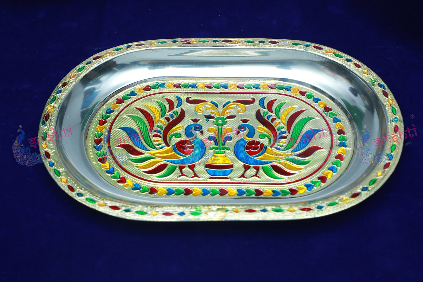Stainless Steel Plate Peacock Design Embossd- 11.5 Inches