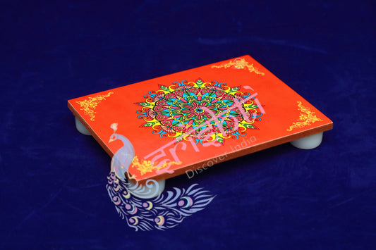 Rangoli Wooden Plank-Red 6 Inches