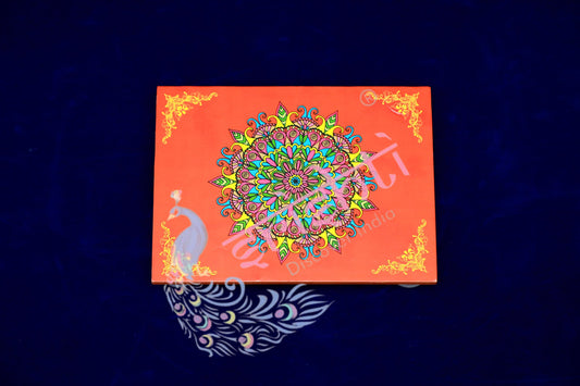 Rangoli Wooden Plank-Red 6 Inches
