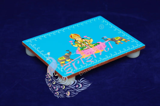 Wooden Plank(Gajalakshmi)-Sky Blue 6 Inches