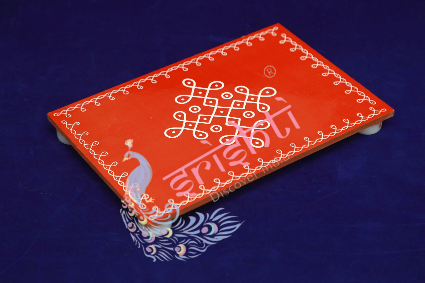 Rangoli Wooden Plank-Maroon 8 Inches