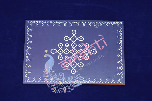 Rangoli Wooden Plank-Oxford Blue 8 Inches