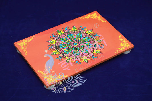 Rangoli Wooden Plank-Red 8 Inches