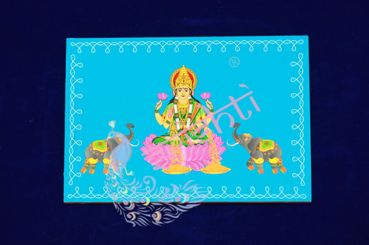Wooden Plank(Gajalakshmi)-Sky Blue 8 Inches