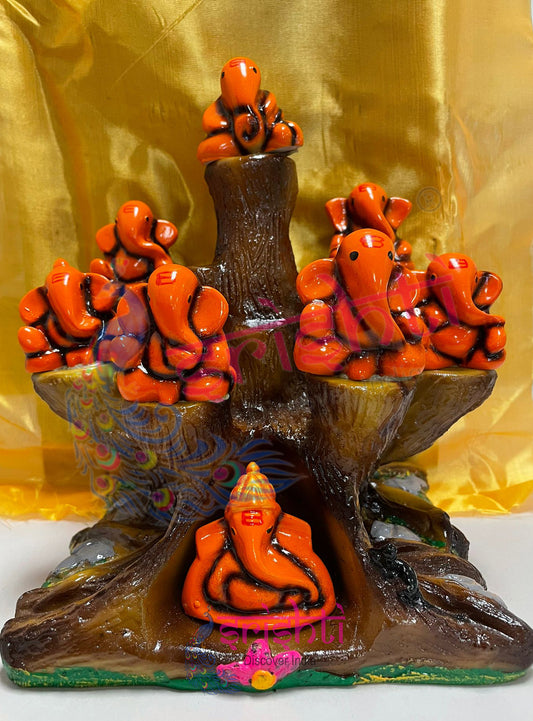 Ganesh On Tree-8.5 Inches