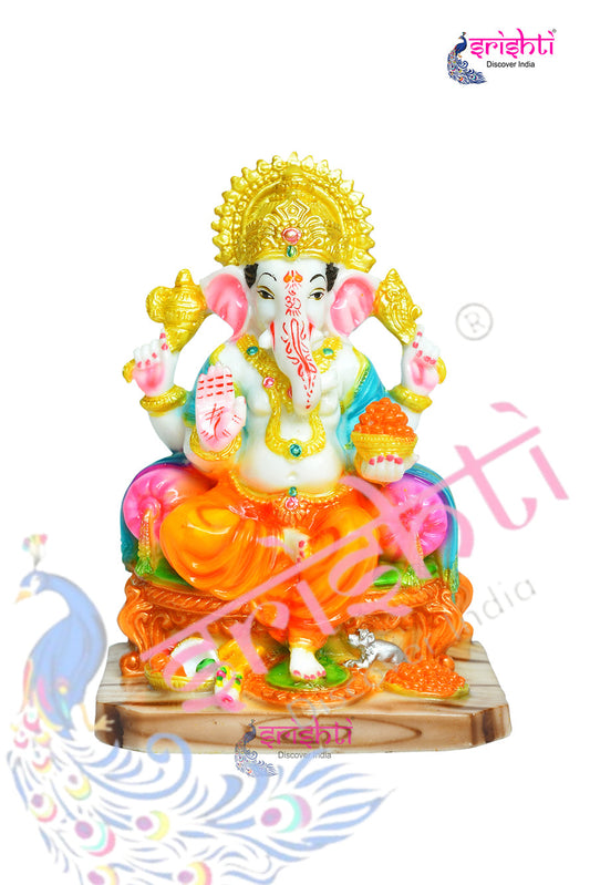 Marble Laddu Ganesha-7 Inches-M01