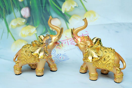 Elephant Pair (Gold Color)-8 Inches