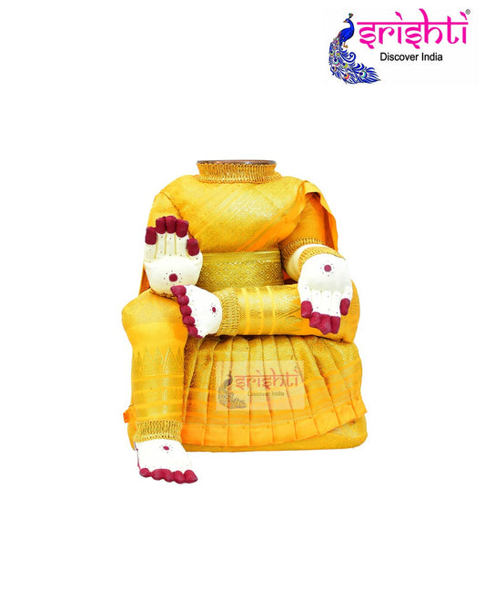 Varalakshmi Goddess Dress (Yellow)-10 Inches