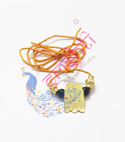 Goddess Lakshmi Thali/Mangal Sutra with Thread and Black Beads-M06