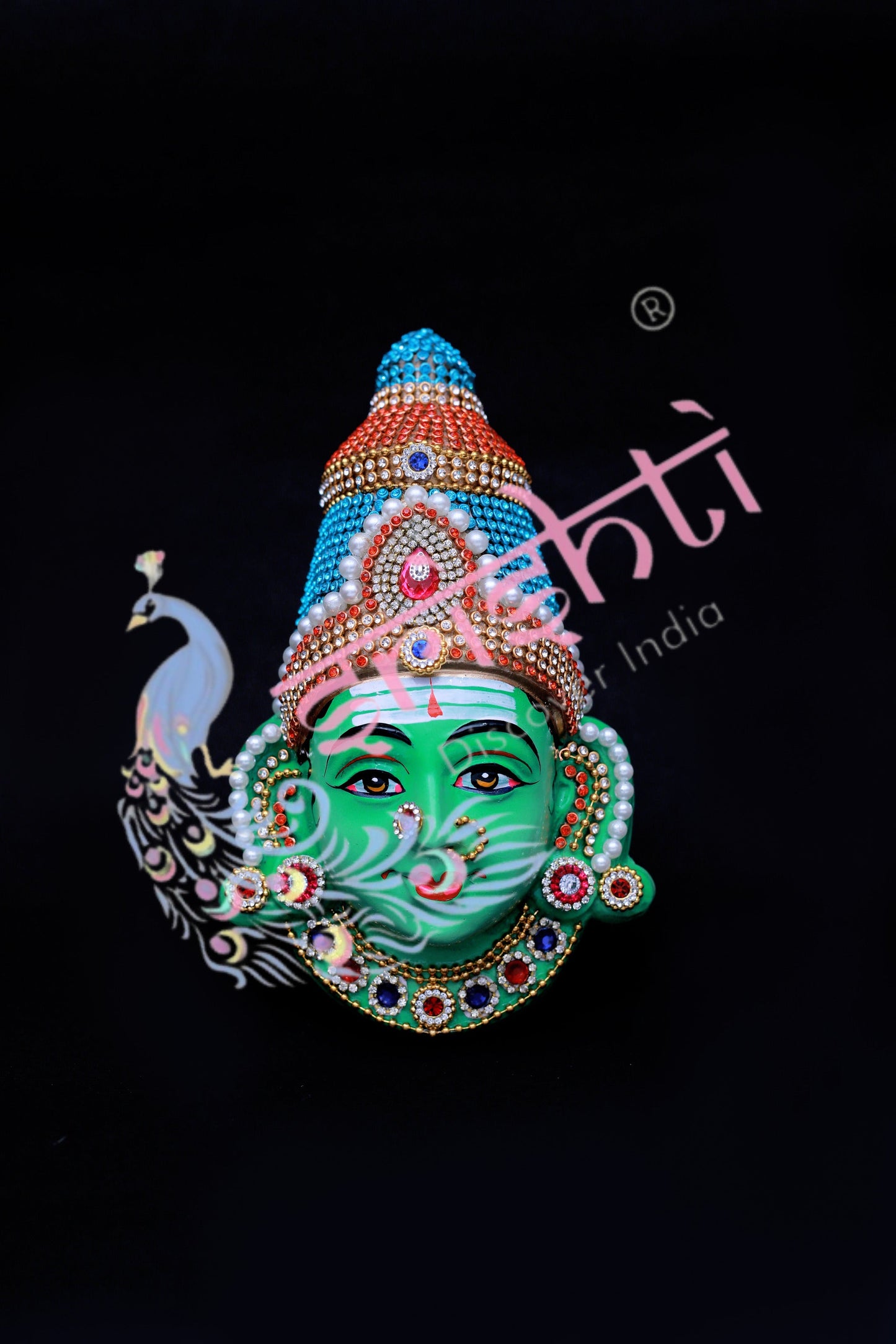 Meenakshi Amman Face with Stone Work-M01-7.5 Inches