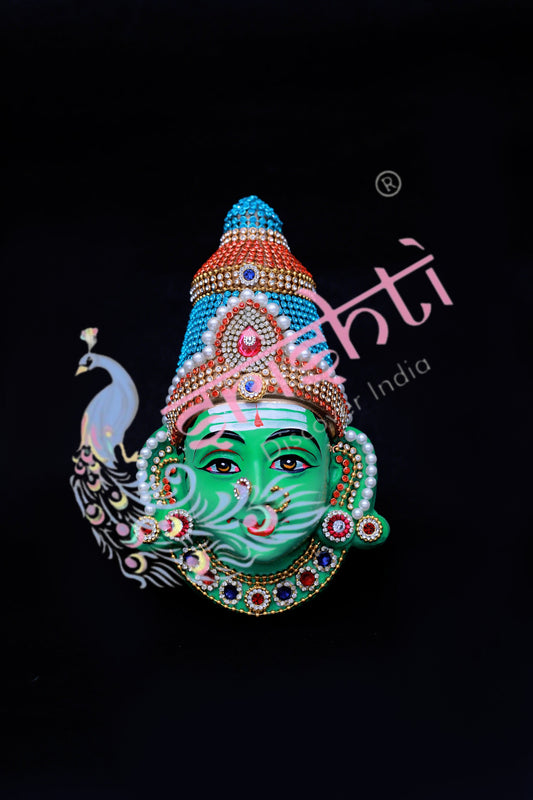 Meenakshi Amman Face with Stone Work-M01-7.5 Inches