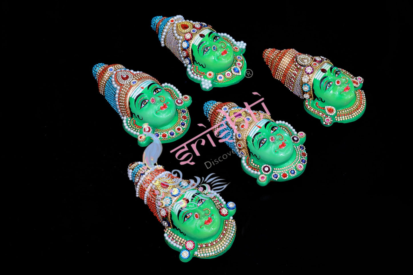 Meenakshi Amman Face with Stone Work-M01-7.5 Inches