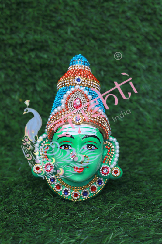 Meenakshi Amman Face with Stone Work-M01-7.5 Inches