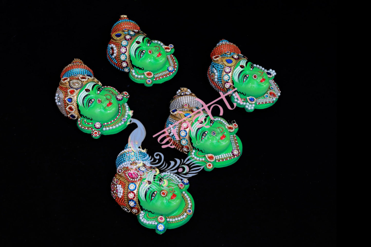 Meenakshi Amman Face with Stone Work-M02-7 Inches