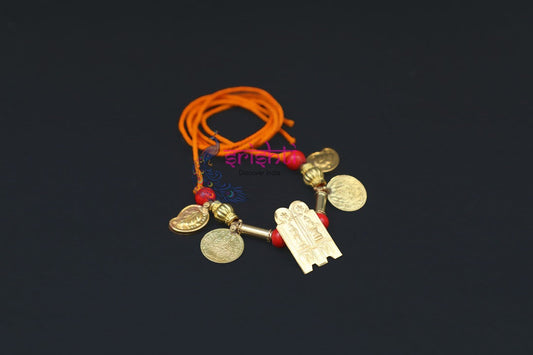 Goddess Lakshmi Thali/Mangal Sutra with Thread and Red Beads