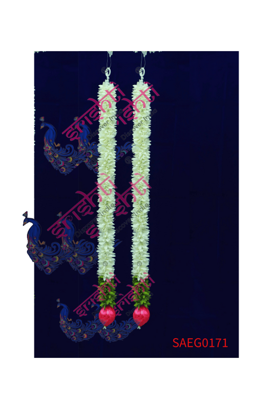 Door Garland Pair (White with Green)-28 Inches