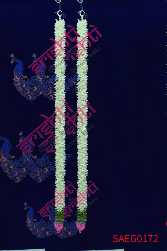 Door Garland Pair (White with Green)-41 Inches