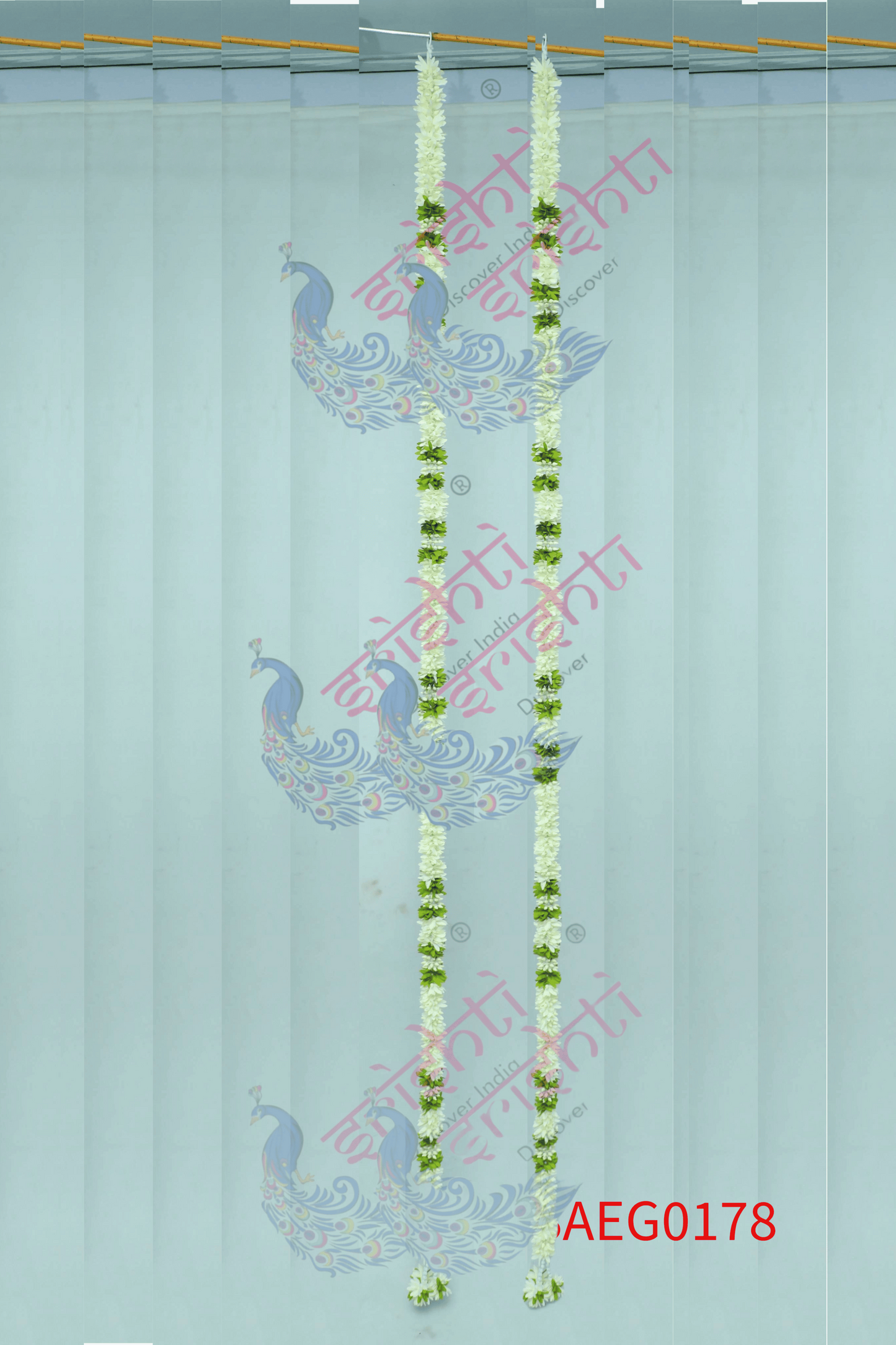 Door Garland Pair (White with Green)-84 Inches