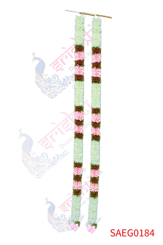 Door Garland Pair (White with Lite Pink)-74 Inches