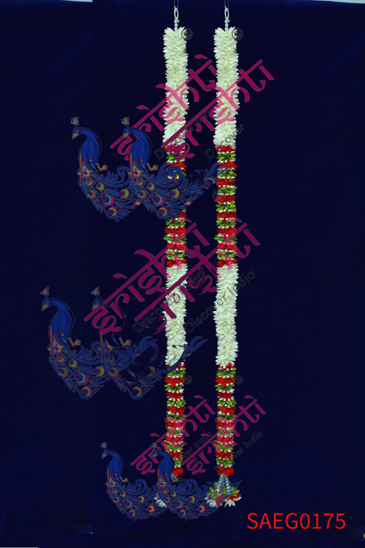 Door Garland Pair (White with Maroon and Green)-44 Inches