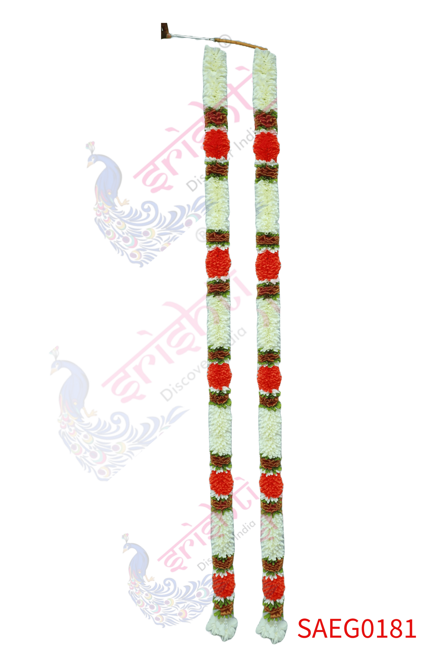 Door Garland Pair (White with Orange)-74 Inches