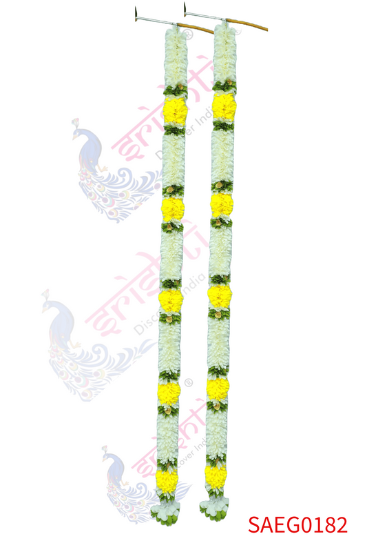 Door Garland Pair (White with Yellow)-69 Inches