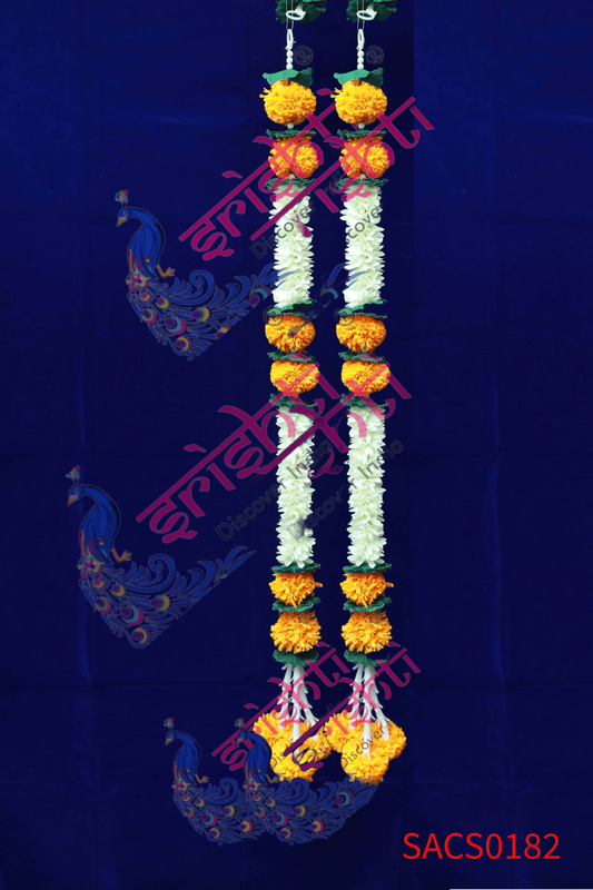 Marigold Strings Pair (White with Lite Orange)-36 Inches