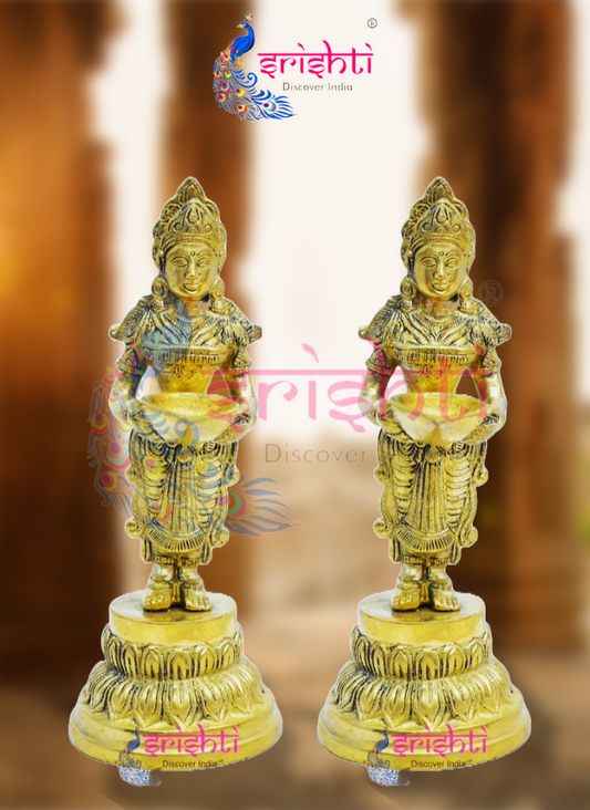 Brass Lady Deep Diya-10.2 Inches Pair