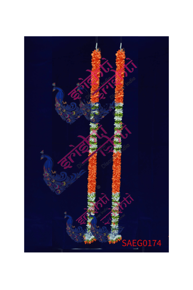 Door Garland Pair (Orange with White and Green)-44 Inches